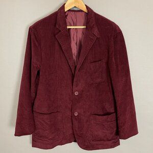 Threads 4 Thought Corduroy Blazer Burgundy Men Size Large Organic Cotton Reddish